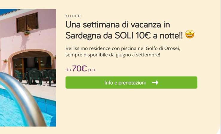 in Sardegna a soli 10 euro a notte